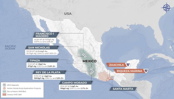 Vortex Metals Inc. - Copper - Gold VMS System in Mexico